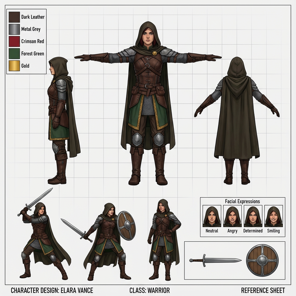 Professional Game Character Design Sheet